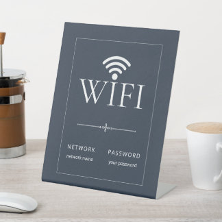 Minimalist Wifi Network Password Sign Dark Gray