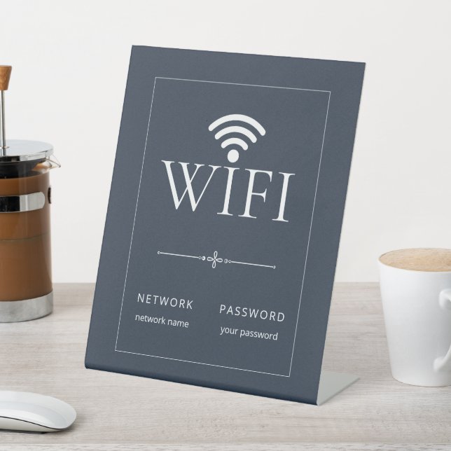 Minimalist Wifi Network Password Sign Dark Gray (In SItu)