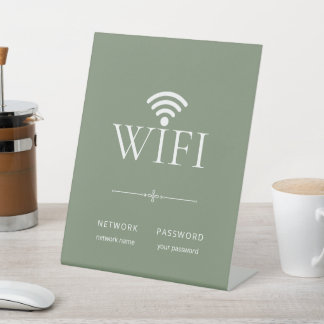 Minimalist Wifi Network Password Sign Muted Green
