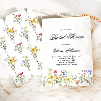 Minimalist Wildflower Bridal Shower Invitation