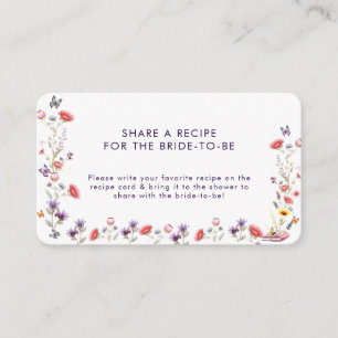 Minimalist Wildflower Bridal Shower Recipe Request Enclosure Card