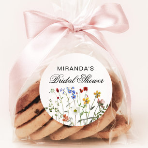 Minimalist Wildflower Bridal Shower Return Classic Round Sticker