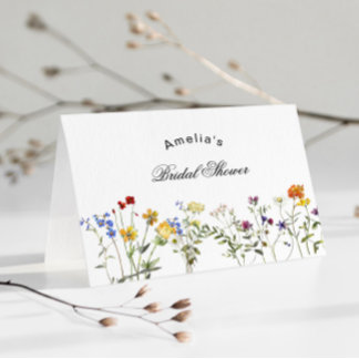 Minimalist Wildflower Bridal Shower Thank You Card