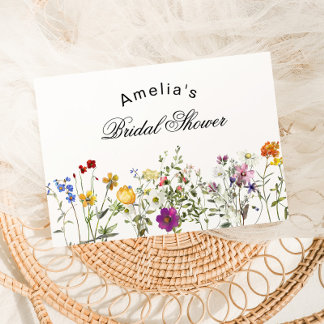 Minimalist Wildflower Bridal Shower Thank You Card