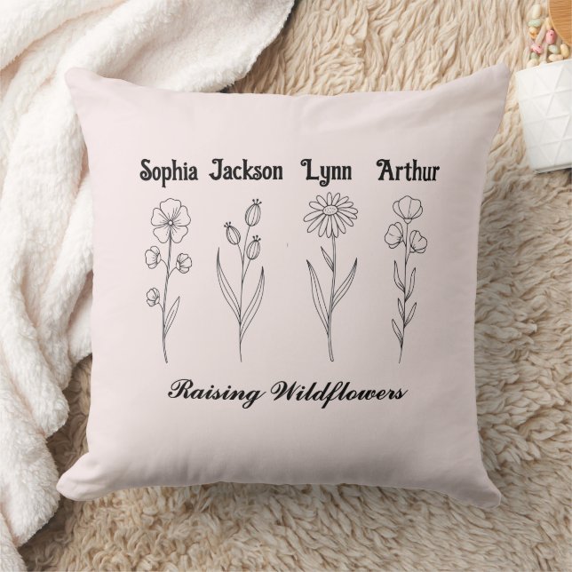 Minimalist Wildflower Custom Kids Name Keepsake Cushion (Blanket)