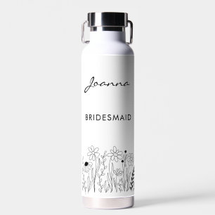 Minimalist Wildflower Cute Bridesmaid Water Bottle