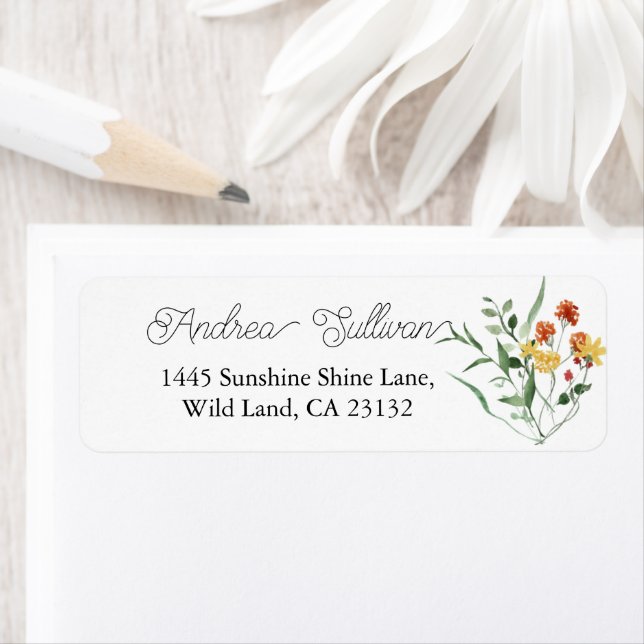 Minimalist Wildflower Green Return Address Label (Insitu)