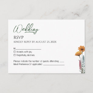 Minimalist Wildflower Micro Wedding RSVP Enclosure Card