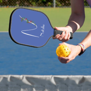 Minimalist wildflower monogram blue pickleball paddle