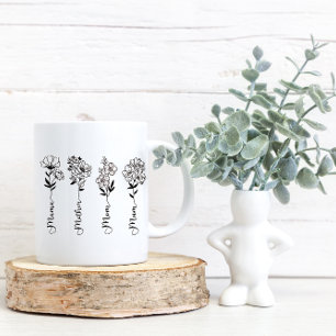minimalist wildflower mum coffee mug