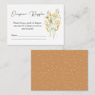 Minimalist Wildflower Orange Diaper Raffle Enclosure Card