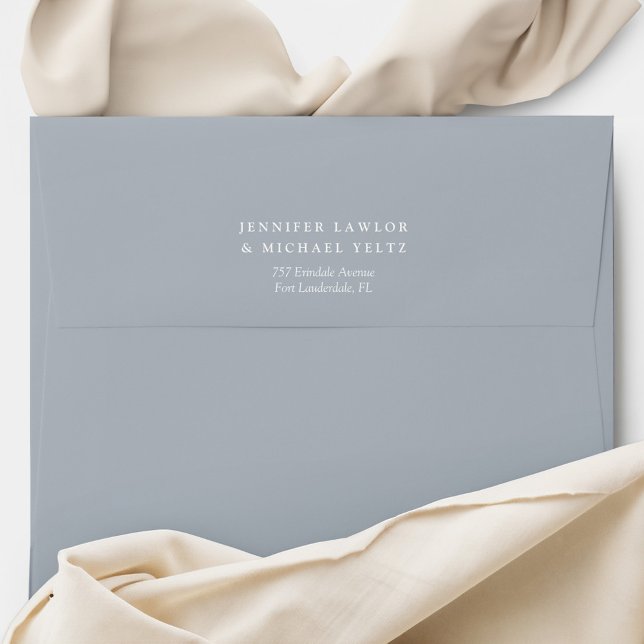 Minimalist Wildflower Pale Blue Wedding Invitation Envelope (Creator Uploaded)