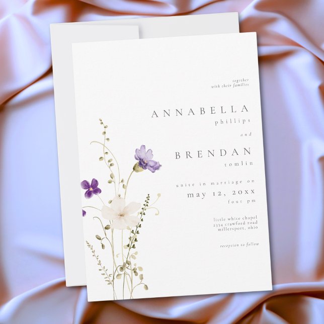 Minimalist Wildflower Romantic Botanical Wedding Invitation (Minimalist Wildflower Romantic Botanical Wedding Invitation)
