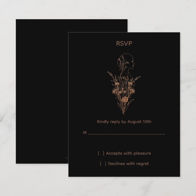 Minimalist Wildflower Rose Gold RSVP Card (Front/Back)