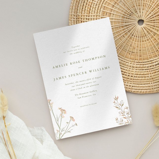 Minimalist Wildflower Rustic Wedding Invitation (Creator Uploaded)