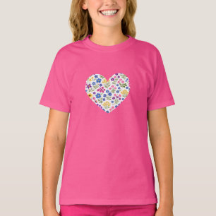 Minimalist Wildflower Seamless Pattern on White T-Shirt
