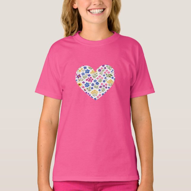 Minimalist Wildflower Seamless Pattern on White  T-Shirt (Front)