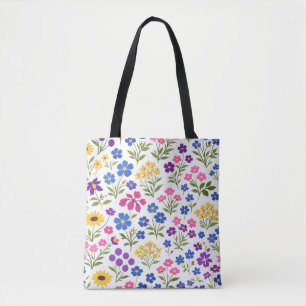 Minimalist Wildflower Seamless Pattern on White  Tote Bag