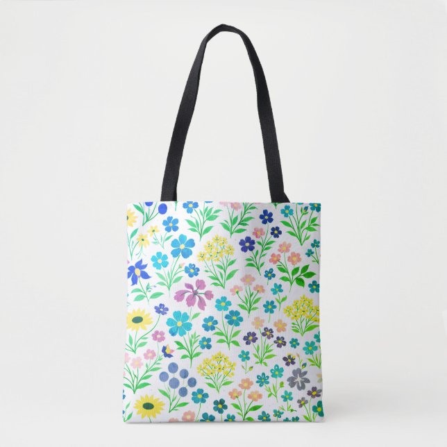 Minimalist Wildflower Seamless Pattern on White  Tote Bag (Front)