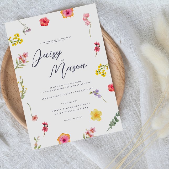 Minimalist Wildflower Spring Botanical  Wedding  Invitation (Creator Uploaded)