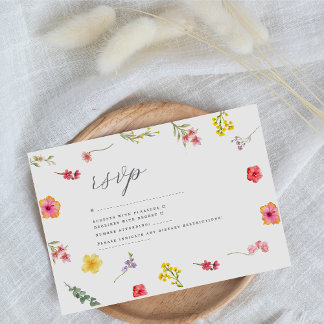 Minimalist wildflower- spring botanical wedding RSVP card