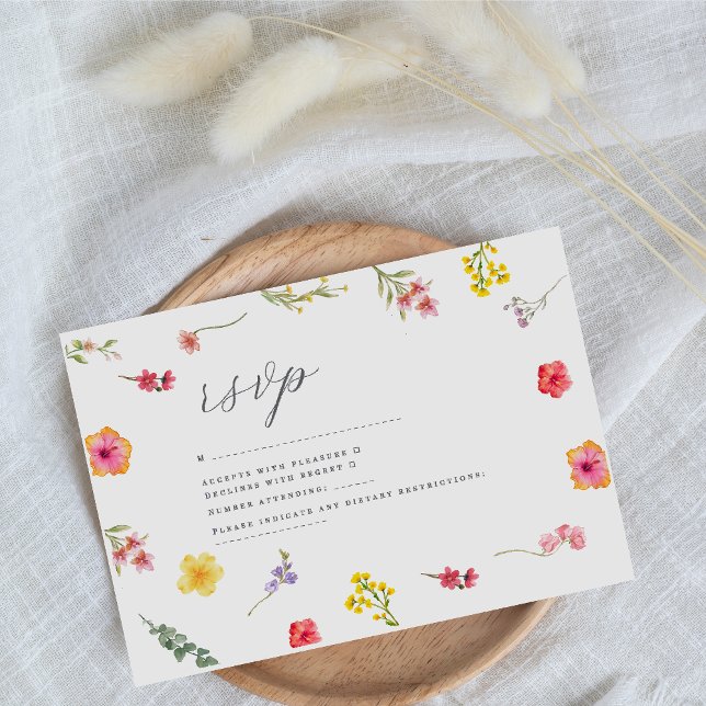 Minimalist wildflower- spring botanical wedding  RSVP card (Creator Uploaded)