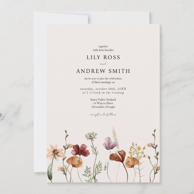 Minimalist Wildflower Wedding Invitation (Front)