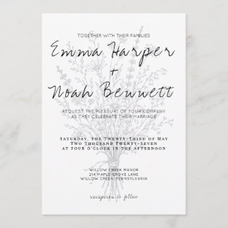 Minimalist Wildflower Wedding Invitation Template