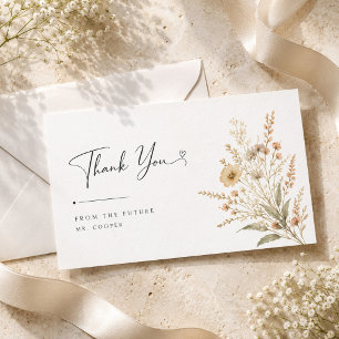 Minimalist Wildflower Wedding Thank You Card. Card