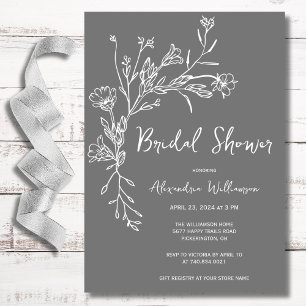 Minimalist Wildflowers Bridal Shower Invitation