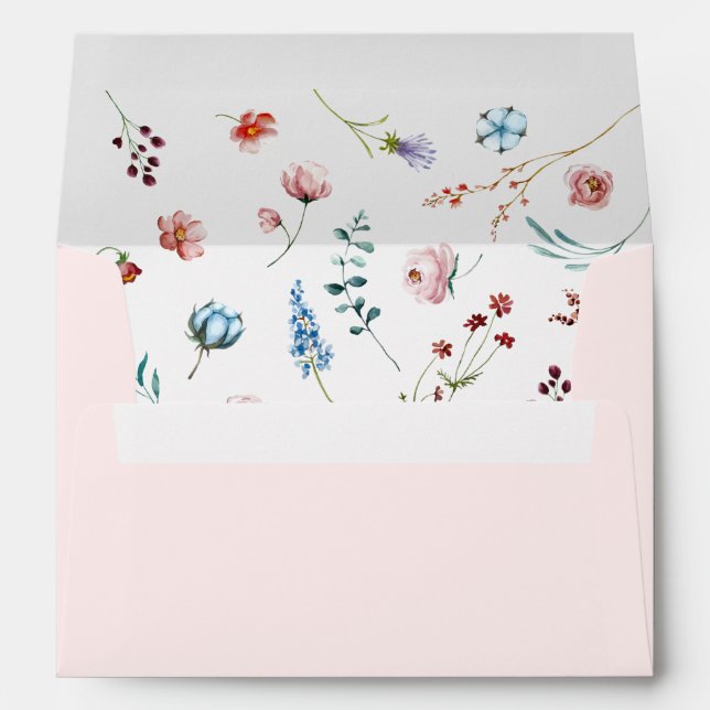 Minimalist wildflowers wedding envelope (Back (Bottom))