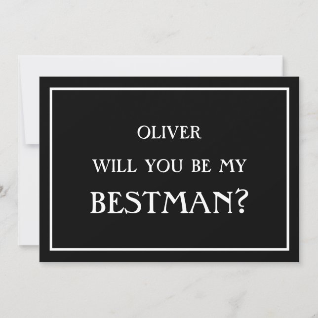 Minimalist Will You Be My Bestman Proposal Black Invitation (Front)