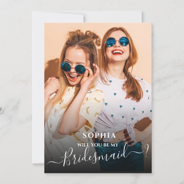 Minimalist Will you be my bridesmaid photo card (Front)