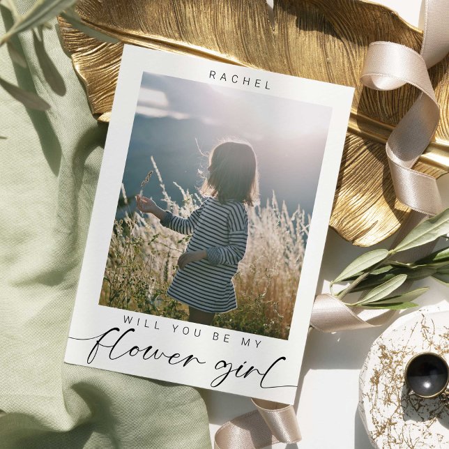 Minimalist Will you be my Flower Girl Photo Chic  Invitation (Creator Uploaded)