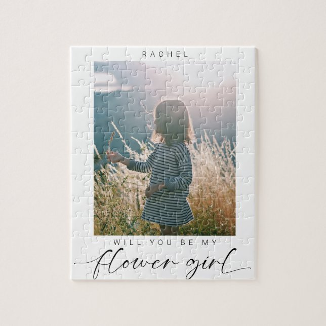 Minimalist Will you be my Flower Girl Photo Chic   Jigsaw Puzzle (Vertical)