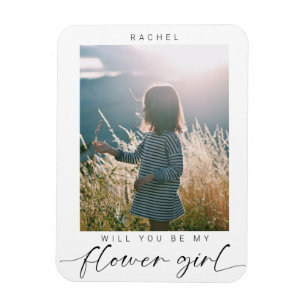 Minimalist Will you be my Flower Girl Photo Chic  Magnet