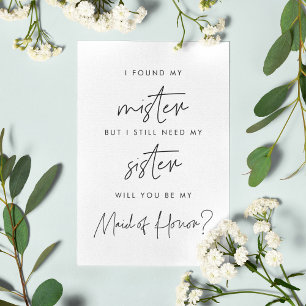 Minimalist Will you be my maid of honour card