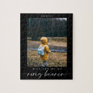 Minimalist Will you be my Ring Bearer Photo dark Jigsaw Puzzle