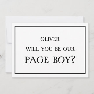 Minimalist Will You Be Our Page Boy Proposal White Invitation