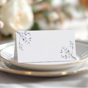 Minimalist Winter Blue Botanical Place Card