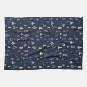 Minimalist Winter Christmas Tree Pattern Tea Towel