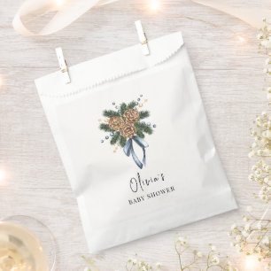 Minimalist Winter Christmas Wreath Baby Shower Favour Bags