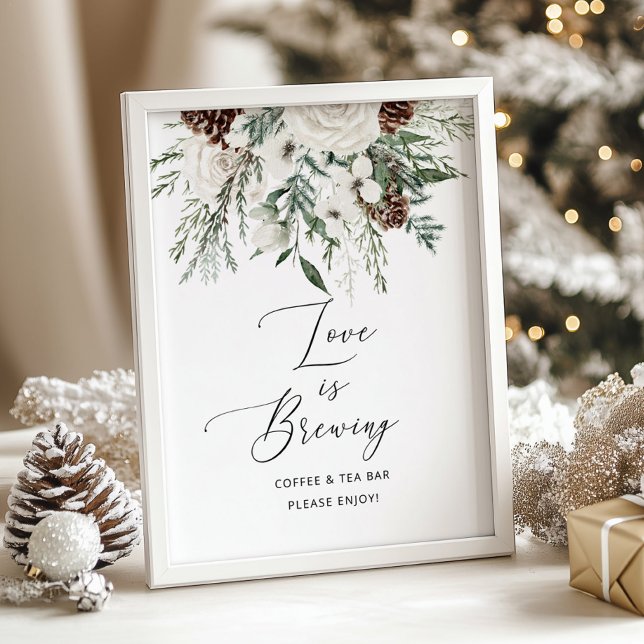 Minimalist winter evergreen Love is brewing Poster (Creator Uploaded)