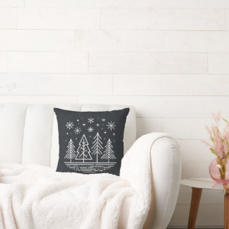 Minimalist Winter Forest – Elegant Snowy Tree Desi Cushion