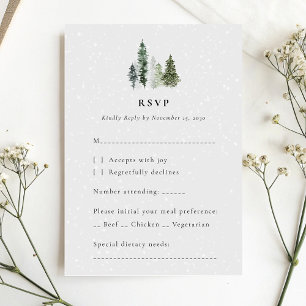 Minimalist Winter Forest Wedding RSVP Card