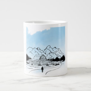 Minimalist Winter Mountain Adventure Jumbo Mug