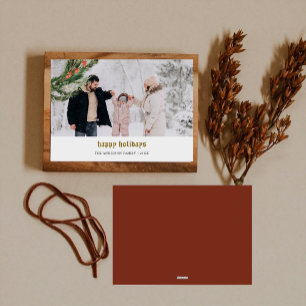 Minimalist Winter Pine Wreath Photo  Holiday Card