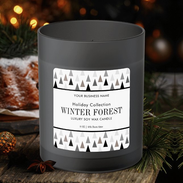Minimalist Winter Product Label Forest Candle (Add a touch of sophistication to your holiday product packaging with this modern Christmas label)