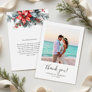Minimalist Winter Wedding Photo Thank You Card