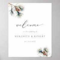 Minimalist Winter Wedding Pine Branch & Cone